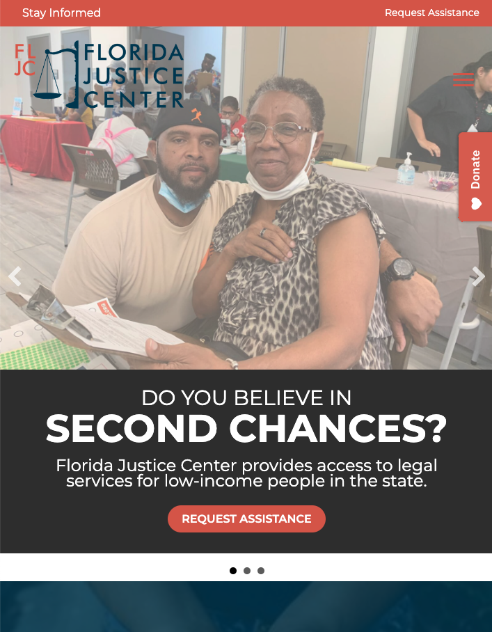 image of the landing page of Florida Justice Center