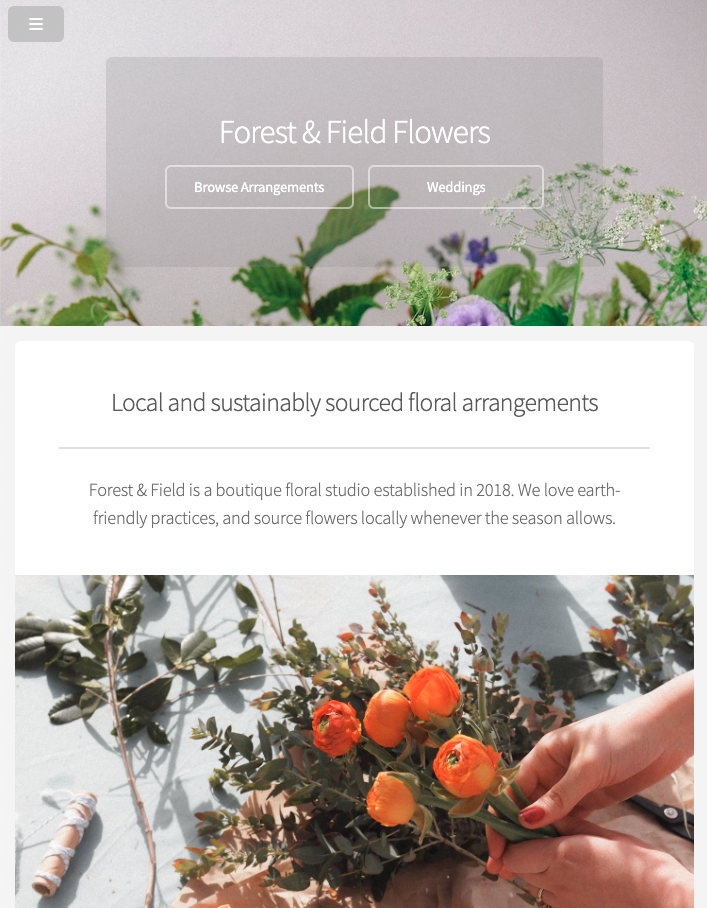image of the landing page of Forest & Field Flowers